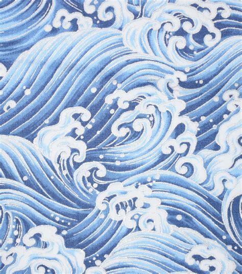 asian inspired fabric-packed waves blue metallic|Traditional Japanese / Asian Patterned Fabric .